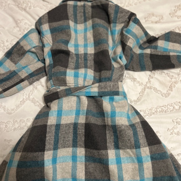 Arizona Jean Company Women's Blue and Gray Plaid Trench Coat - Picture 2 of 4